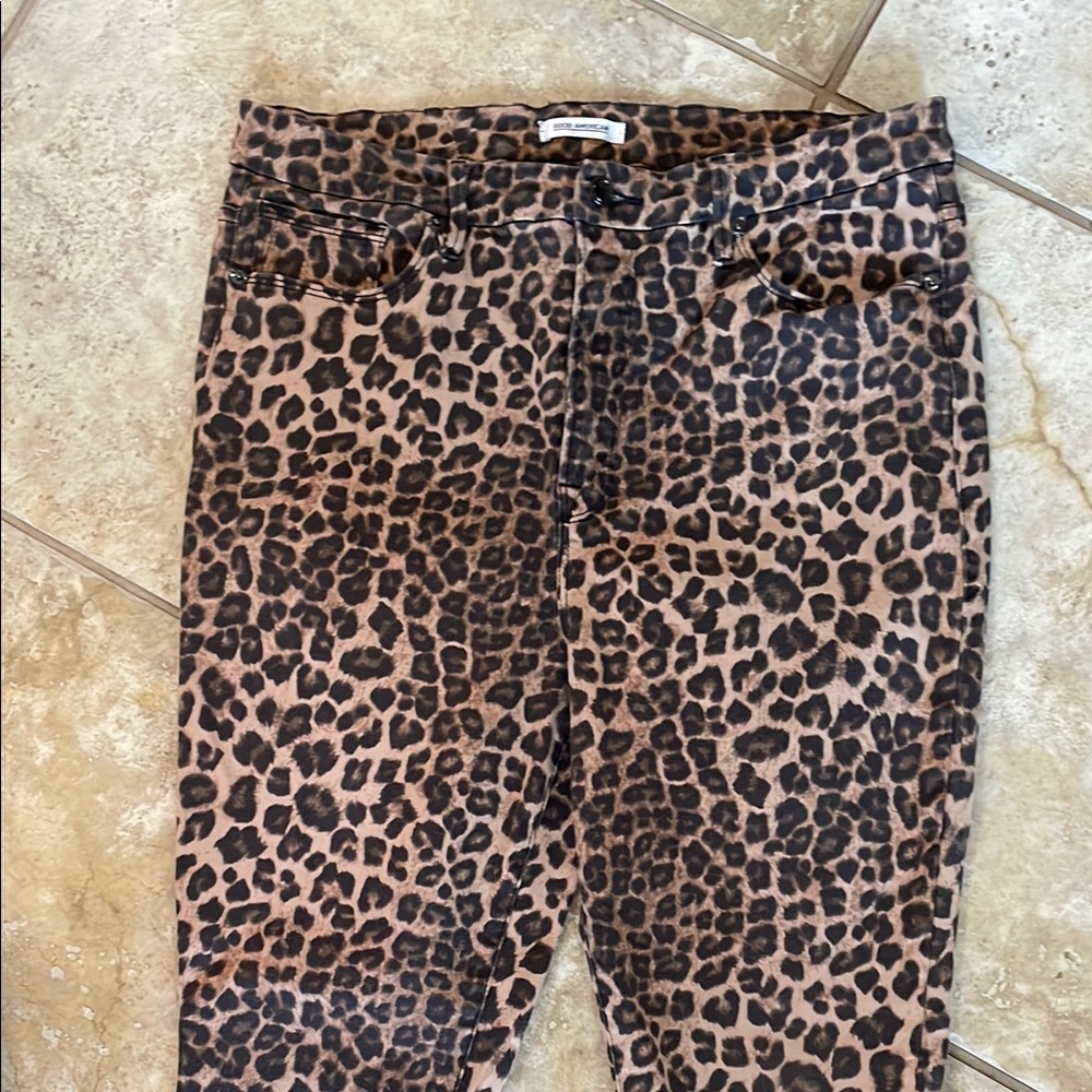 Good America Good Waist Leopard Print Skinny Jeans Size 16 - Picture 4 of 7